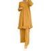Verve Muslim Commuter Daily Casual Ruffle Solid Color Patchwork Elegant Home Fashion Suit Pants For Women_ecoleips.com