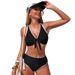 Women's Floral Split Bikini Swimwear Sexy Cross-Over Summer Fashionable Polyester Bikini Set For Vacation_ecoleips.com