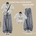 Preppy Cartoon Print & Checkered Patchwork Short-Sleeve Top + Lace Trim Jeans Set – Playful Schoolgirl Aesthetic_ecoleips.com