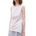 High Quality Women's Sleeveless Cotton And Linen Top Unique Asymmetrical Slits And Pleats Design for Summer Clearance Sale_ecoleips.com