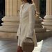 Elegant High-Waist A-Line Dress – Long-Sleeve V-Neck Office Dress With Stretchy Polyester, Timeless Minimalist Style_ecoleips.com