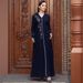 Women's Clothing Navy Blue V Neck Retro Dress_ecoleips.com