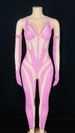Women's Clothing Black Gloves Low Cut Slim Hot Sexy Half Backless Flesh Colored Striped Suspenders Party Jumpsuit_ecoleips.com