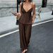 Women's Sexy Resort Style Deep V Suspender Wide Leg Pants Set Spring Summer European American Fashion_ecoleips.com