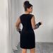 Women's Clothing Plus Size Clothes "Sleek V-Neck Velvet Bodycon Dress High Waist Long Sleeve Printed Dress, Elegant & Sexy Fit"_ecoleips.com
