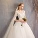 new Style One Shoulder Dress Simple Mid Sleeve Lace Bride Main Wedding Dress Floor Length Light Wedding Dress_ecoleips.com