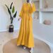 Women's Clothing Solid Color Long Robe Fashion Temperament Muslim Dress_ecoleips.com