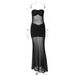European And American Style Mesh Patchwork 2025 Summer New Women's Sexy Off-Shoulder Strapless Long Dress Wholesale_ecoleips.com