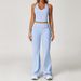 Zechuang Women's High Waist Racerback Yoga Set Sports Fitness Running Suit Fold Up Design Naked Feel_ecoleips.com