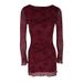 AC668 European And American Popular Early Spring Sexy Style Mesh Floral Round Neck Long Sleeve Dress For Women_ecoleips.com