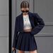New Short Suit Shorts Suit Double Breasted Short Suit + Pleated Short Skirt Pants_ecoleips.com