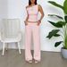 Women's Wide Leg Pants Vest Two-Piece Set Casual Vacation Wear Spring Summer_ecoleips.com