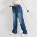 Plus Size High Waist Wide Leg Jeans For Women – Comfortable Loose Fit Stretch Denim Pants With Drawstring, Washed Blue Casual Trousers_ecoleips.com
