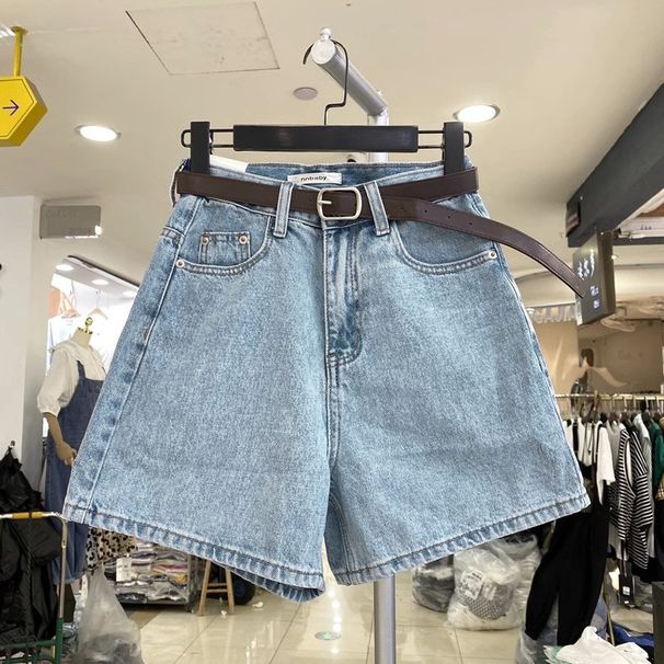 2025s Wide-Leg Denim Shorts Casual Women Autumn New Plus Size Loose High-Waist Slimming A-Line Straight Hot Pants_ecoleips.com