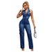 Slim Fit Washed Denim Jumpsuit For Women Casual Straight Loose Romper_ecoleips.com
