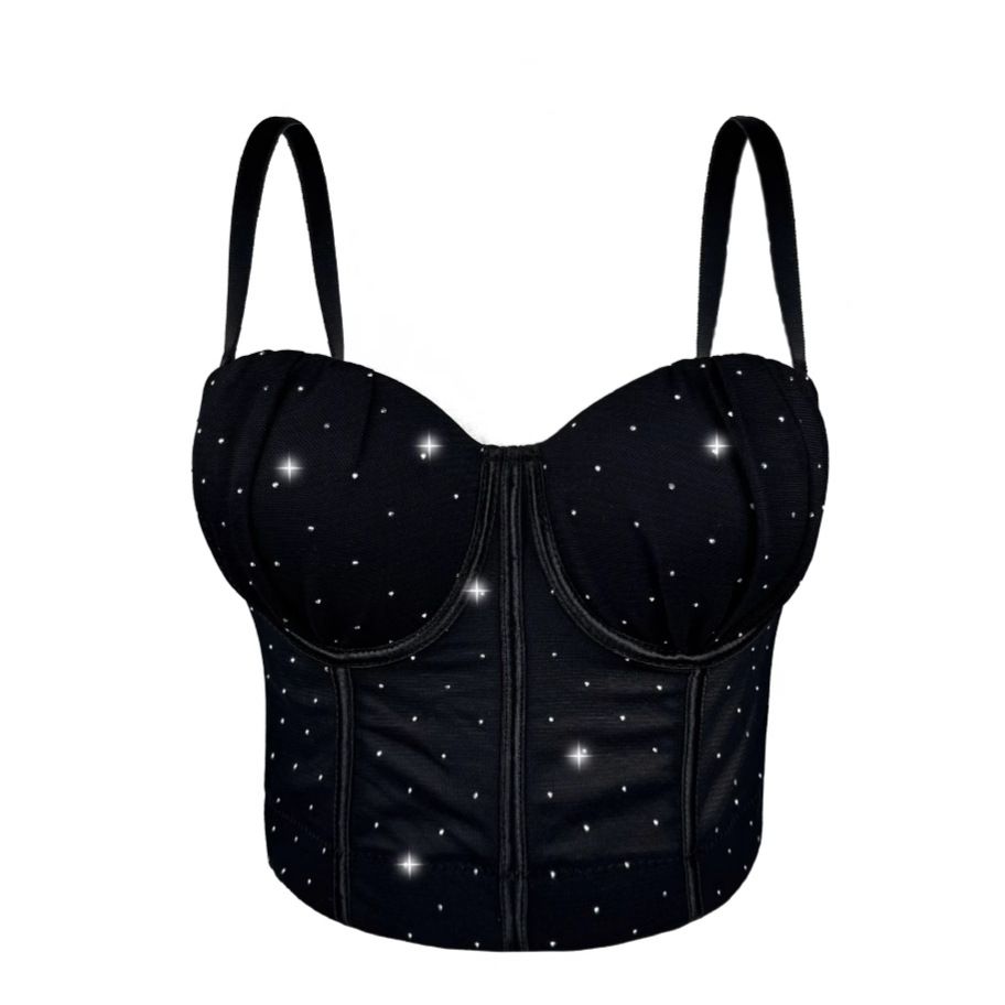 New Multi Color Pleated Gathered Bra Cup Suspenders Comfortable Vest Top Fishbone Bra Outer Wear_ecoleips.com