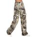 Women's Printed Cargo Jeans - High-Waisted Straight-Leg Denim Pants With Artistic Floral Design (XS-2XL, Unique Woodland Print)_ecoleips.com