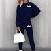 Women's Casual Fashion Vacation Set Thick Sweatshirt And Sweatpants Autumn And Winter Pockets Print 0019_ecoleips.com