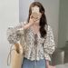 Korean-style Floral Off-shoulder Top With Drawstring Design, Slimming And Sweet Little Blouse For Women_ecoleips.com