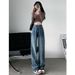 American-style Loose-fitting Wide-leg Jeans For Women, High-waisted, Height-enhancing, Slimming, Floor-length Jeans,_ecoleips.com