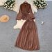 Elegant Women's Minimalist Solid Color Puff Sleeve Shirt Tie Front Slimming Midi Length Elastic Waist Spring Pant Set_ecoleips.com