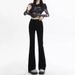 2025 Spring/Summer High-Waisted Micro-Flare Jeans For Women, Slim-Fit, Petite-Friendly, Stretchy, Straight-Leg,_ecoleips.com