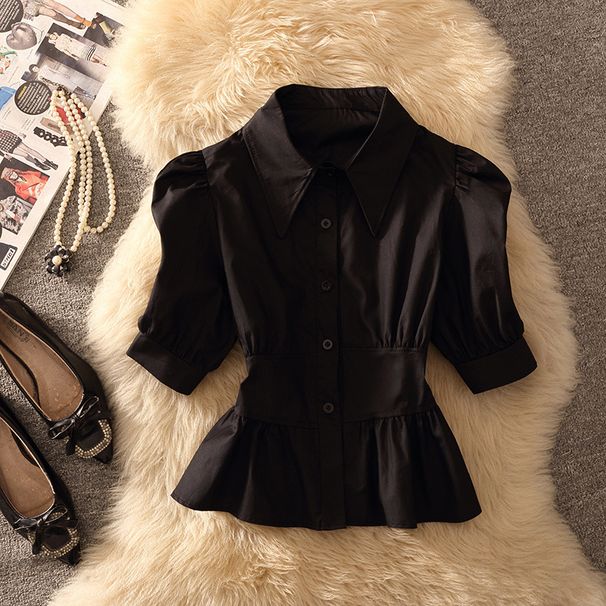 Women's Clothing Summer Suit Niche Versatile Irregular Suspenders Puff Sleeves Inner Short Sleeved Shirt Two Piece Suit_ecoleips.com