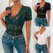 European And American Cross-border 2026 Spring-summer New Solid Color Slim-fit V-neck Short-sleeve Lace Top,_ecoleips.com