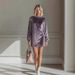Women's Velvet Short Dress Velvet A-Line Midi Dress With Flounce Sleeves (Pink/Purple/Khaki/Olive, S/M/L/XL/XXXL)_ecoleips.com