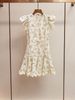 Women's French Lace Daisy Dress - Water Soluble Lace, V-Neck With Flutter Sleeves (Elegant Summer Dress)_ecoleips.com