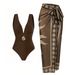 Women's Clothing New One Piece Deep V Sexy Swimsuit Retro Print Hot Spring Resort Beach Dress Suit_ecoleips.com