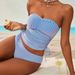 Women's High Waisted Tie-Up Two Piece Swimsuit Sexy Strapless Slim Fit Bikini Swimwear_ecoleips.com