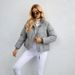 Korean Style Short Down Jacket – Lightweight, Stand Collar, Loose Fit For Women (White/Black/Khaki/Burgundy)_ecoleips.com