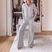 Effortless V-Neck Lounge Set – Flowy Long-Sleeve Top & Wide-Leg Pants (S-5XL, 7 Colors)_ecoleips.com