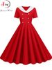 Summer Midi Dress Women Elegant Pink Vintage Party Sundress Casual Peter Pan Collar Short Sleeve Dress_ecoleips.com