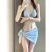 Swimsuit Women Mermaid Diamond Chain European And American Pure Desire Style Tie Triangle Bikini Three-Piece Ins Sexy_ecoleips.com