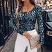 Leopard Print Button-Down T-Shirt - Stretch Polyester Slim Fit Long Sleeve Top For Women, Streetwear & Casual Chic (Blue/Brown, S-XXL)_ecoleips.com