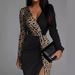 Voya New Pattern! Women's High Waist Skirt Set Black Hip Undercover Medium Long Sleeve Double Color Tone Commuter Dress Available In Multiple Colors_ecoleips.com