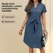 2026 European And American Cross-border Foreign Trade Women's Fashion Mid-length V-neck Solid Color Short-sleeve Dress_ecoleips.com