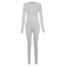 Women's High-Waisted Slim-Fit Jumpsuit - Streetwear Stretch Bodysuit , Trendy Solid Color One-Piece Pantsuit For Casual & Athletic Style_ecoleips.com