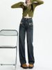 Retro Vintage Design Ripped Denim Straight-leg For Women, Autumn High-waisted Narrow Version, Loose-fitting, Drapey_ecoleips.com