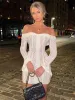 TARUXY Lace Hollow Slim Mini Dress For Women One Shoulder Sexy Long Sleeves Club Party Dresses Bodycon Bandage Elegant Autumn_ecoleips.com