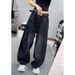 Women's plus Size Straight Leg Jeans American Style Curved Blade Loose Fit Slimming Wide Leg Pants for Pear Shaped Figure_ecoleips.com