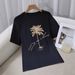 Women's Casual Round Neck Short Sleeve T-Shirt Multi-Color American Style Simple Fashionable Sports Top Solid Loose Printed_ecoleips.com