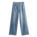 Women's Clothing Autumn New Jeans Retro High Waist Design Straight Wide Leg Pants_ecoleips.com
