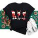 Fashionable Cross-border Merry Christmas Tree Santa Claus Simple Casual Trendy Base S White Short-sleeve Women's_ecoleips.com