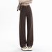 American Retro-style Coffee-colored Wide-leg Jeans For Women, New Autumn 2025 Collection, High-waisted Straight-leg_ecoleips.com