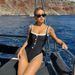 Women's Clothing Swimsuit Black And White Simple Ins Style High End One Piece Swimsuit Swimsuit Female Small Fragrance Style Button Decoration_ecoleips.com