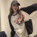American Retro Women's Top With Unique Design, Black White Contrast Long-sleeve Base Shirt, Autumn And Winter Raglan_ecoleips.com