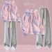 Premium Heavyweight Hoodie & Jogger Set For Girls – Cozy Fleece-Lined Two-Piece (Beige/Green/Purple, S-XL) | Cute Anime Print Matching Outfit_ecoleips.com
